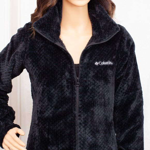 Columbia Women's Front Zip Black Fleece Jacket Sweater - Picture 3 of 7